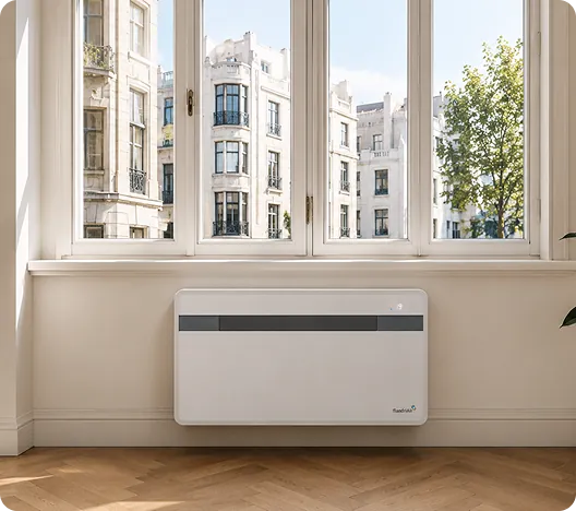 flandriAir-warmtepomp zonder buitenunit onder een raam